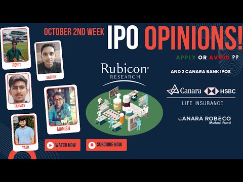 Rubicon Research, 2 Canara IPOs : October 2nd Week IPOs : Apply/Avoid? Primary Market Chatter