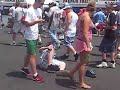 Kid falls in front of people