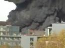 Fire in an abandoned bus depot in the future 2012 Olympic Park