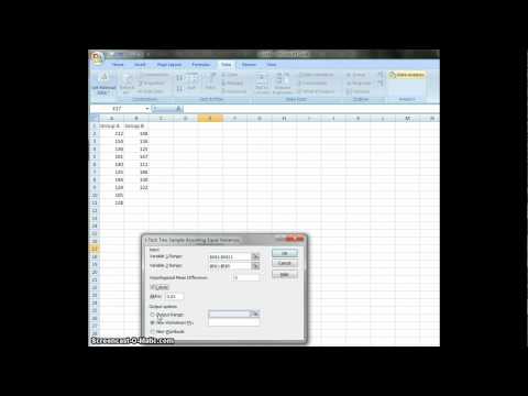 how to perform t test in excel