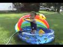 Sophia's first time in her swimming pool