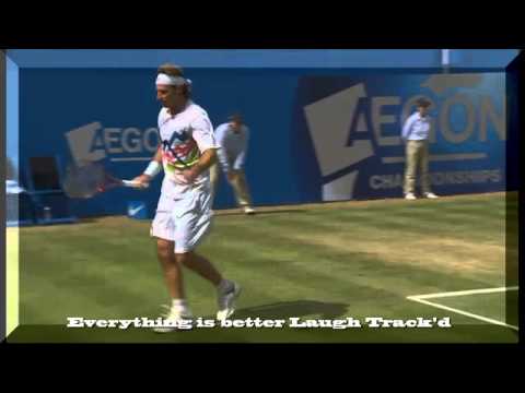 David Nalbandian angrily kicks Linesman in Queens Final 17 6 12 BBC One (Laugh Trackd) Spoff