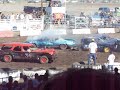 end of the heat. car #328 is still going. he gets stuck midway through this video, but is dislodged by another car and continues to hit other cars (unbelievable!) this car became my favorite, as well as the favorite of many others in the crowd.