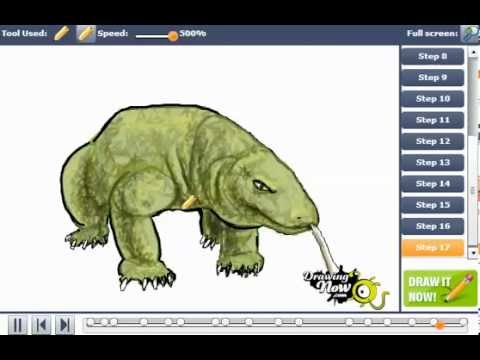 how to draw komodo dragon