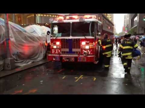 fdny - HERE YOU WILL SEE A RATHER HEFTY RESPONSE BY THE FDNY TO HELP RESCUE A MAN WHO SOMEHOW FELL ONTO THE CANOPY OF THE LYCEUM THEATER AT 149 WEST 45TH STREET IN ...