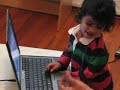 playing with laptop