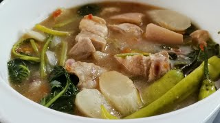 Sinigang na baboy (Pork sinigang with gabi)
