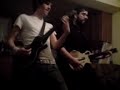 Myk and Dee pretending they are real rock stars.