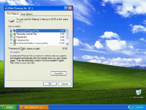 how to perform disk cleanup in windows xp