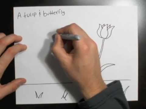Draw a Tulip and Butterfly | Doodle Ideas
