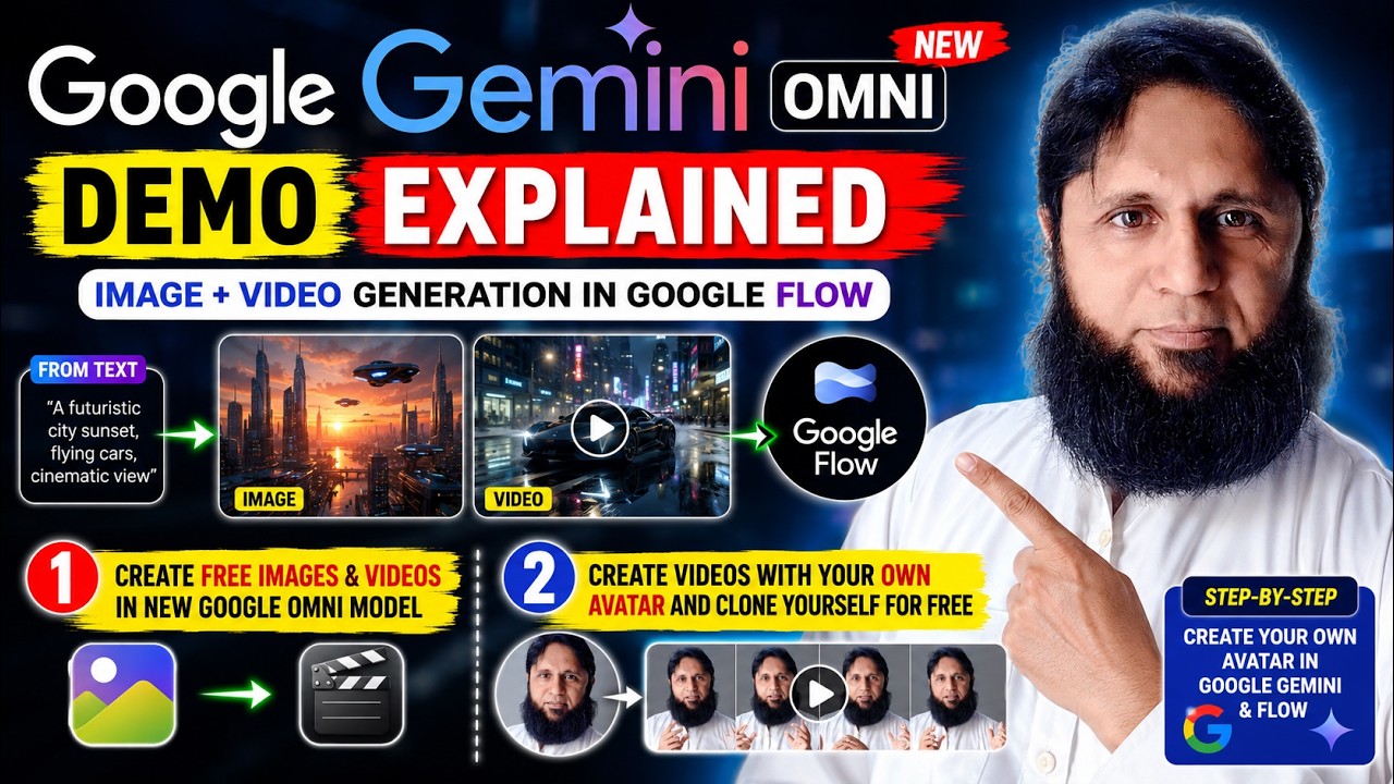 Google Gemini Omni + Flow Tutorial | FREE AI Images, Videos & Avatar Cloning
