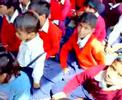 North India schoolchildrens dancing and singing