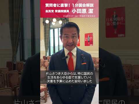 【1分国会解説】衆議院予算委員会の質疑に立った #小田原潔 衆議院議員を直撃