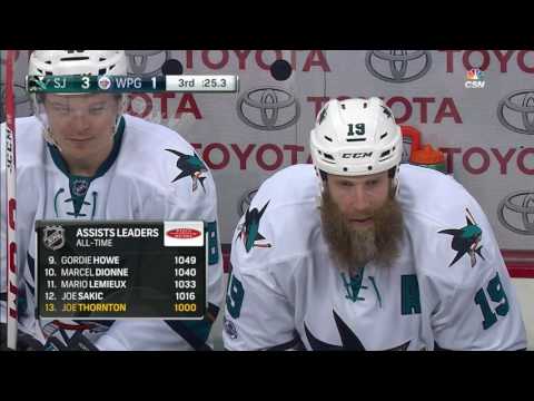 Video: Thornton collects his 1000th assist on Pavelski's goal