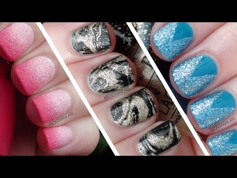 3 Textured Polish Nail Art Designs / Simple Easy Nail Art For Beginners