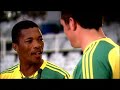 Makhaya Ntini teaches Graeme Smith how to play the vuvuzela. Visit www.shine2010.co.za for more information around the 2009 Confederations Cup
