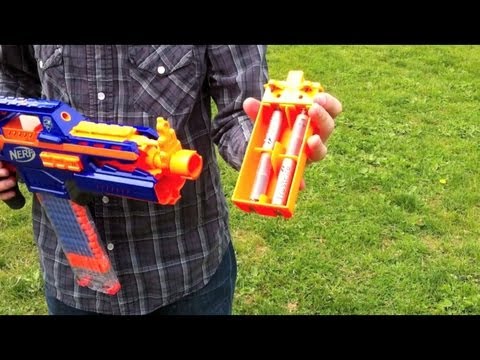 Strike - This is a range test for the Nerf N-Strike Elite RapidStrike CS-18 with increased voltage. The voltage comes varying amounts of Trustfire 14500 batteries. As...