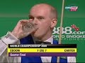 peter ebdon potted all the reds with all blacks.

if the 15th black drifted on the nap a little more,
it would be an another story....

just after this frame, ali carter made 147.
what a irony...