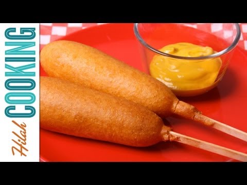 hilahcooking - Making corn dogs at home is a fun and festive thing to do for parties! Better than the frozen ones you buy at the store and almost as easy! http://hilahcooki...