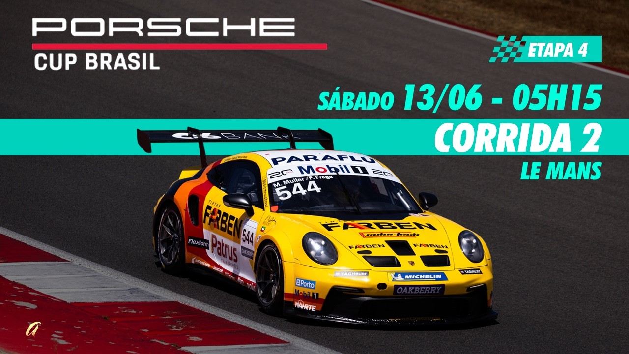 PORSCHE CUP BRASIL AO VIVO - CORRIDA 2 - LE MANS - Sábado (13/06) - 5h15