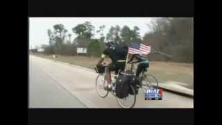 A cross country cyclist is bringing awareness to the area