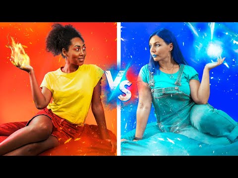 Heiß vs Kalt Challenge - Feuriges Mädchen gegen Eisiges Mädchen