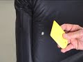 leather repair on an airplane seat