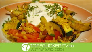 Gemüse - Zartweizen - Paella mit Creme fraiche | vegetarisch Kochen | Topfgucker-TV Gemüse - Zartweizen - Paella mit Creme fraiche | vegetarisch Kochen | Topfgucker-TV