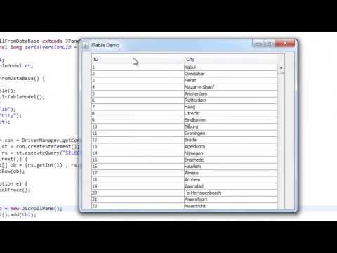 how to fill jtable from database