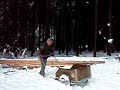 Equinox Trailers' Garden Cart Moving a Beam Off the Trailer