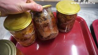 Видео: Тушенка из свинины и мяса лося в автоклаве ИПКС-128-500. Закатка стеклянных и жестяных банок.