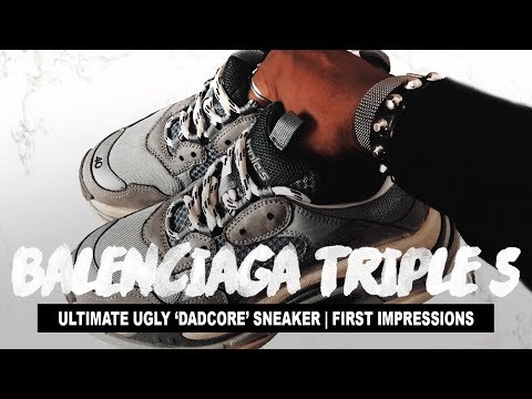 THE ULTIMATE "DAD" SHOES (Balenciaga Triple S Grey Sneakers Review)