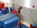 Samantha climbs rope to ceiling of her gymnastics centre