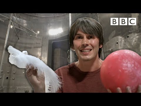 Feathers and bowling balls falling at the same rate in the largest vacuum chamber.