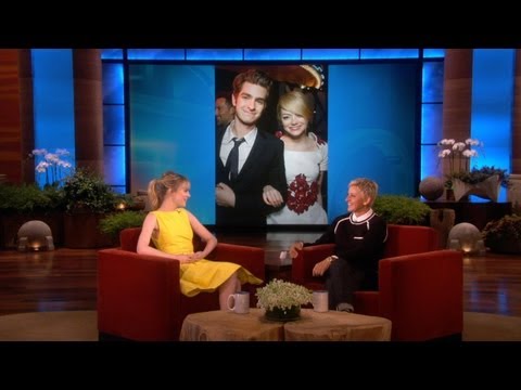 emma stone - The second Spider-Man movie is about to start production, and Emma Stone was here to tell Ellen her thoughts on her superhero co-star, Andrew Garfield.