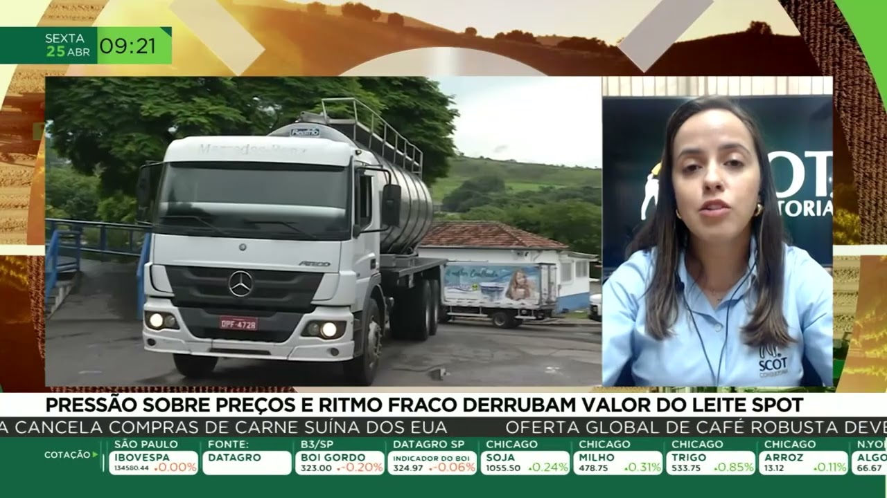 Pressão sobre preços e ritmo fraco derrubam valor do leite spot