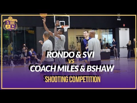 Video: Lakers Nation Practice: Rondo & Svi vs Coach Miles Simon & Coach Brian Show Shooting Competition