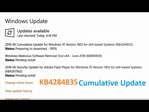 Cummulative Update for Windows 10 Version 1803 for x64 based Systems KB4284835