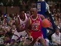 Michael Jordan lefty hook shot over Gerald Wilkins and Ewing