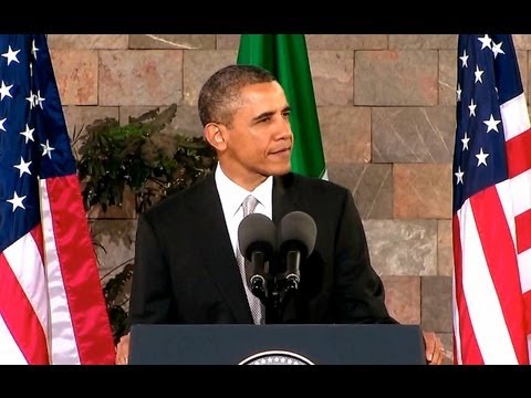MEXICO - President Obama delivers remarks at the National Anthropology Museum in Mexico City. May 3, 2013.