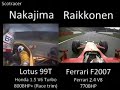 f1: turbo era car versus 2007 v8 car