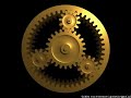 Planetary gear set in motion. First the planet carrier is held stationnary, then the sun is held stationnary, finally the ring gear is held stationnary.