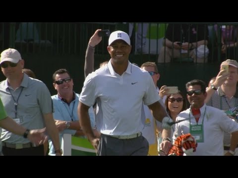 Tiger Woods plays No. 16 during pro-am at Waste Management