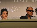 in press conference with abbas kiarostami, may 2010, juliette binoche cries when a journalist tells her that jafar panahi has begun a hunger strike.