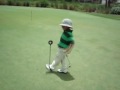Little 4 years old koon khmer golfer putting