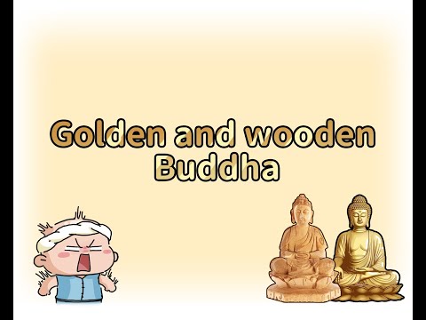 Golden and wooden Buddha