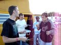 Gab Chagnon drinking with his 12yrs old drummer at woodstock