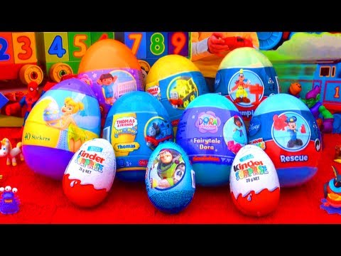 10 Surprise Eggs Unboxing Kinder Surprise Dora The Explorer Toy Story Mickey Mouse Thomas Easter!
