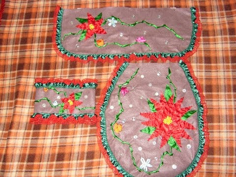 DIY Juego de baño bordado en listón para esta Navidad