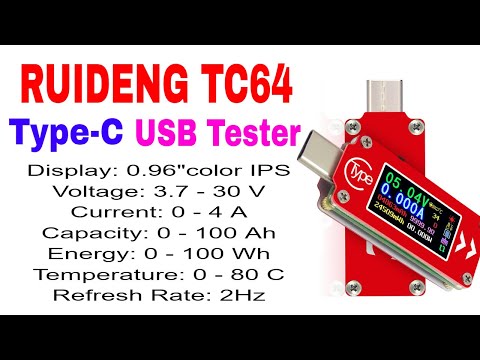 RUIDENG TC64 Color Screen USB-C Type Tester for Voltage, Current, Capacity & Energy Measurement